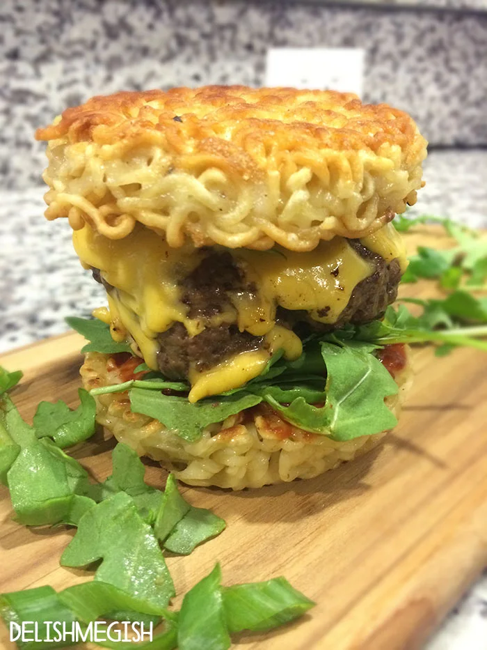 Ramen Burger with Sriracha Ketchup
