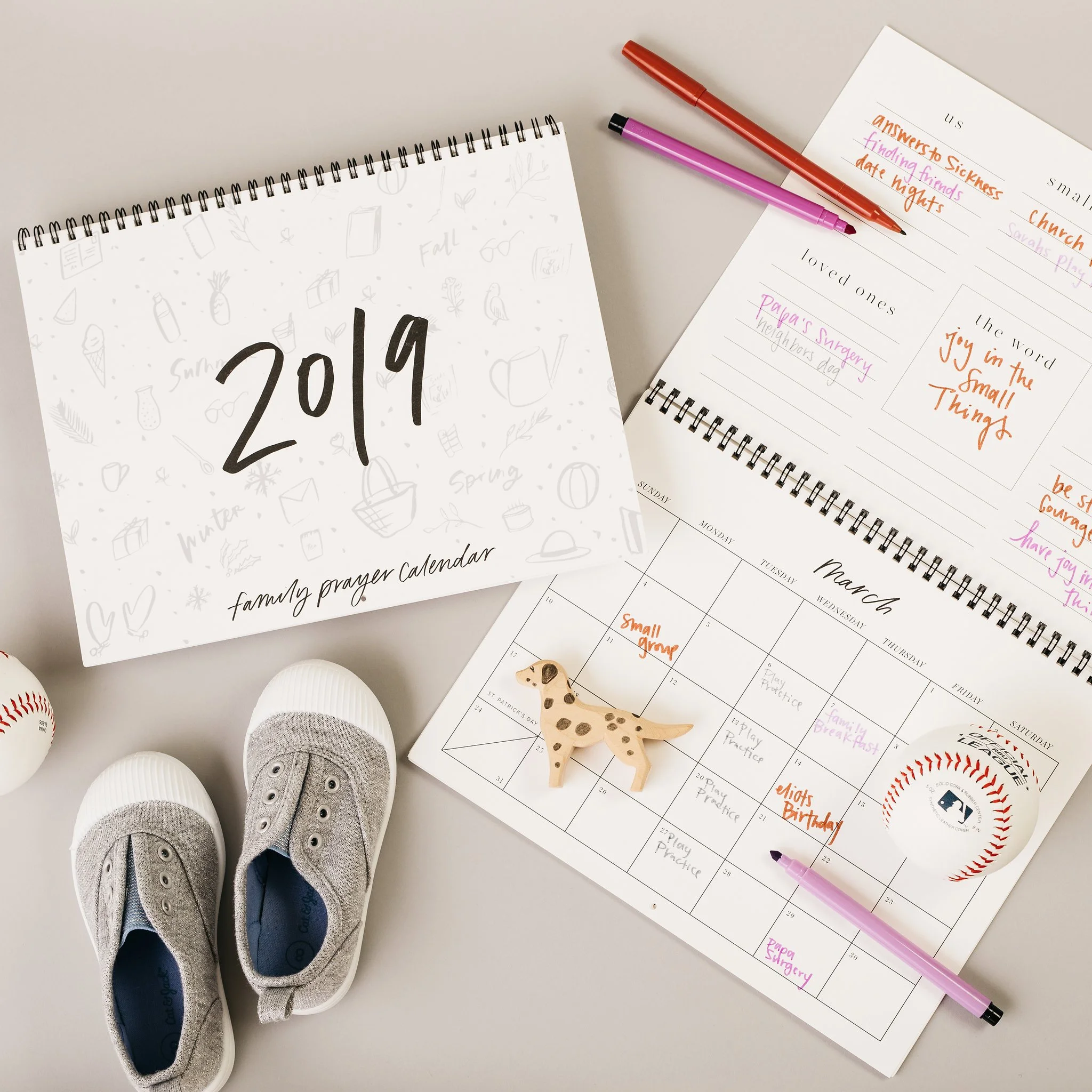 Project: 2019 Family Prayer Calendar Cover and month lettering Client: Val Marie Paper shop.valmariepaper.com/collections/prayer