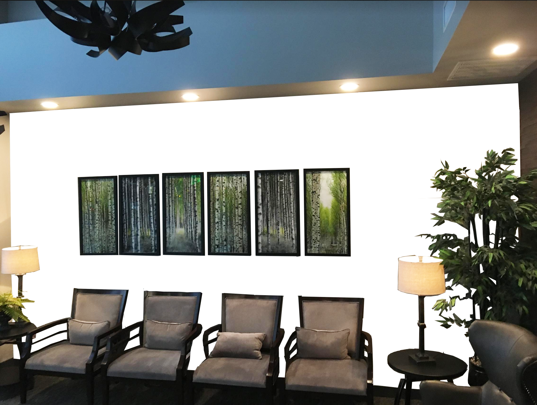 Next we make the wall transparent. We made the six pictures transparent too.