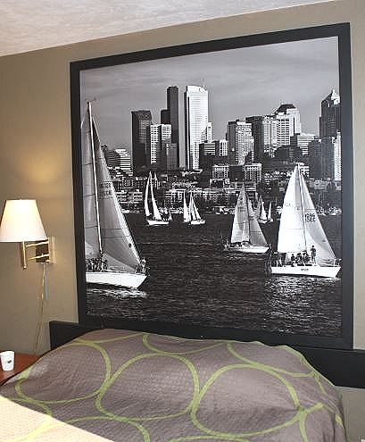 We snapped this photo at a hotel near Blaine, Washington. They had taken pictures and had them made into commercial code murals. They were printed in a single sheet of wallpaper.