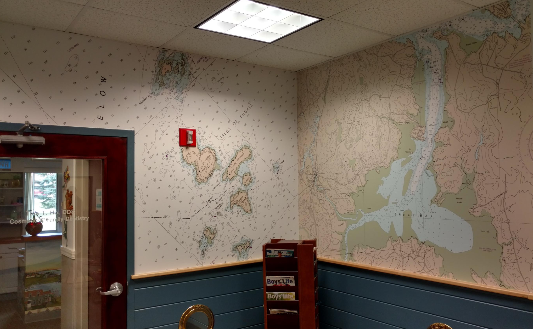 Pleasantly Distracting Dental Patients In A Waiting Room Nautical Chart Wallpaper