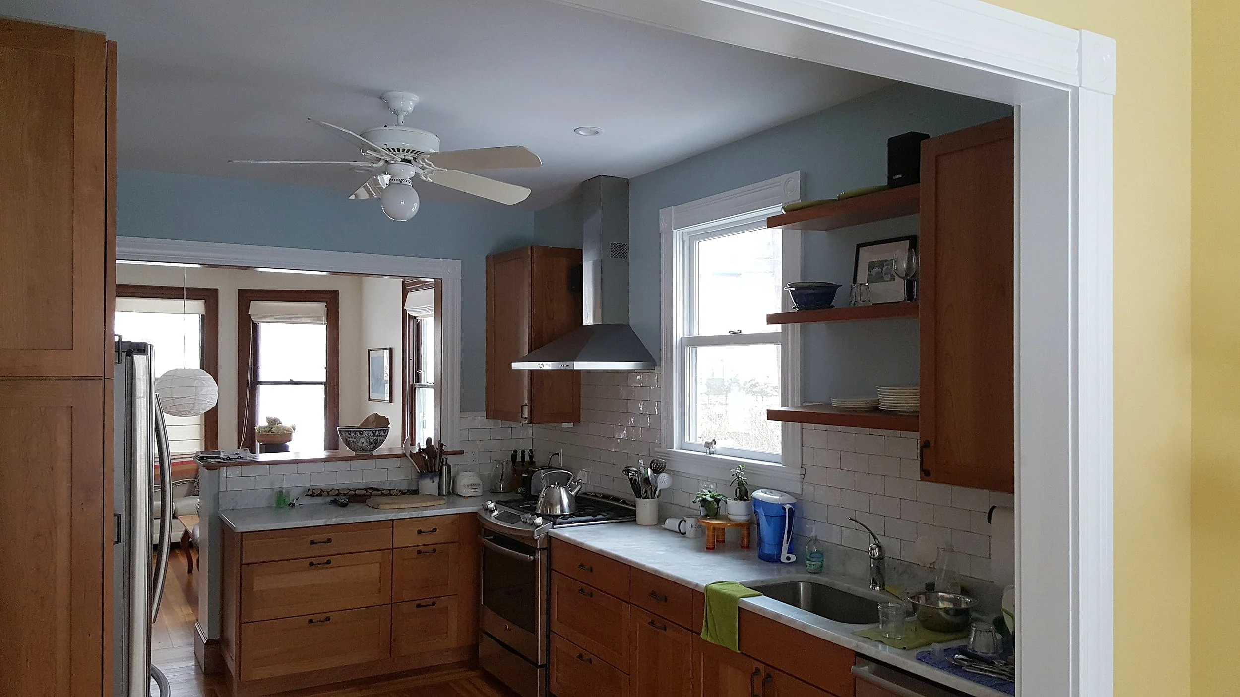 Now the living room is part of the kitchen