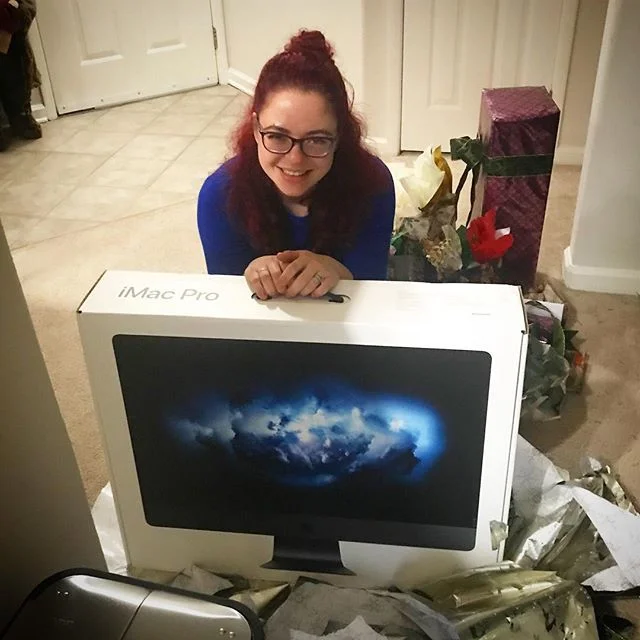 Santa Silvan brought me this beauty for the holidays. Thanks @realalexsilvan. Time to start creating for fun again. #holidays #designer #imacpro #luckylady #besthusbandever