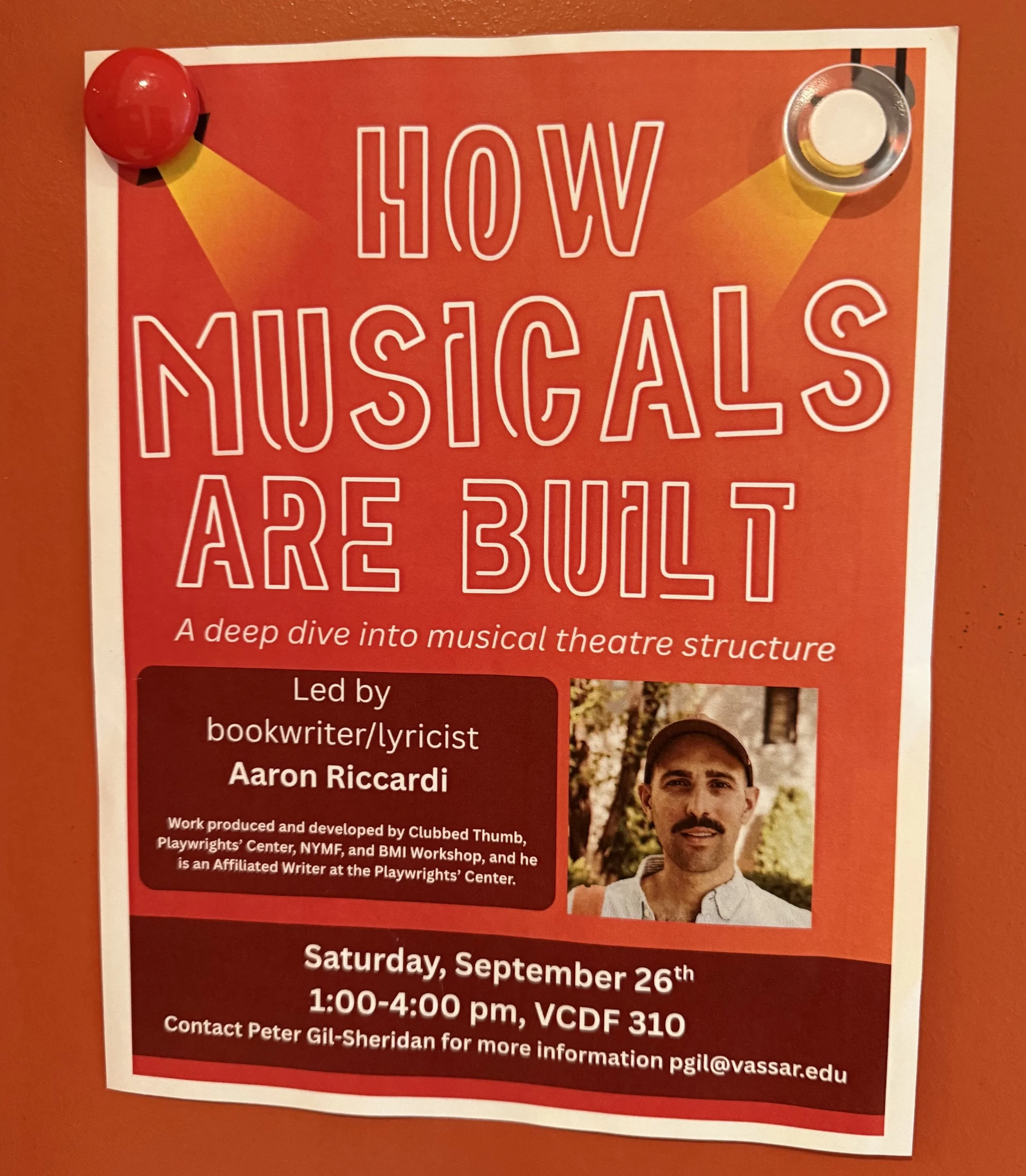 Flyer for master class Aaron taught at Vassar