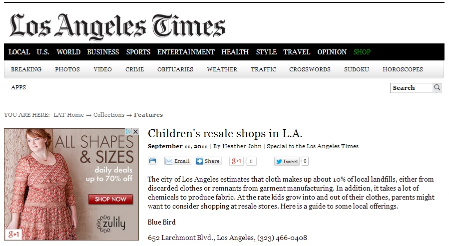 Children's Re-sale Shops in Los Angeles