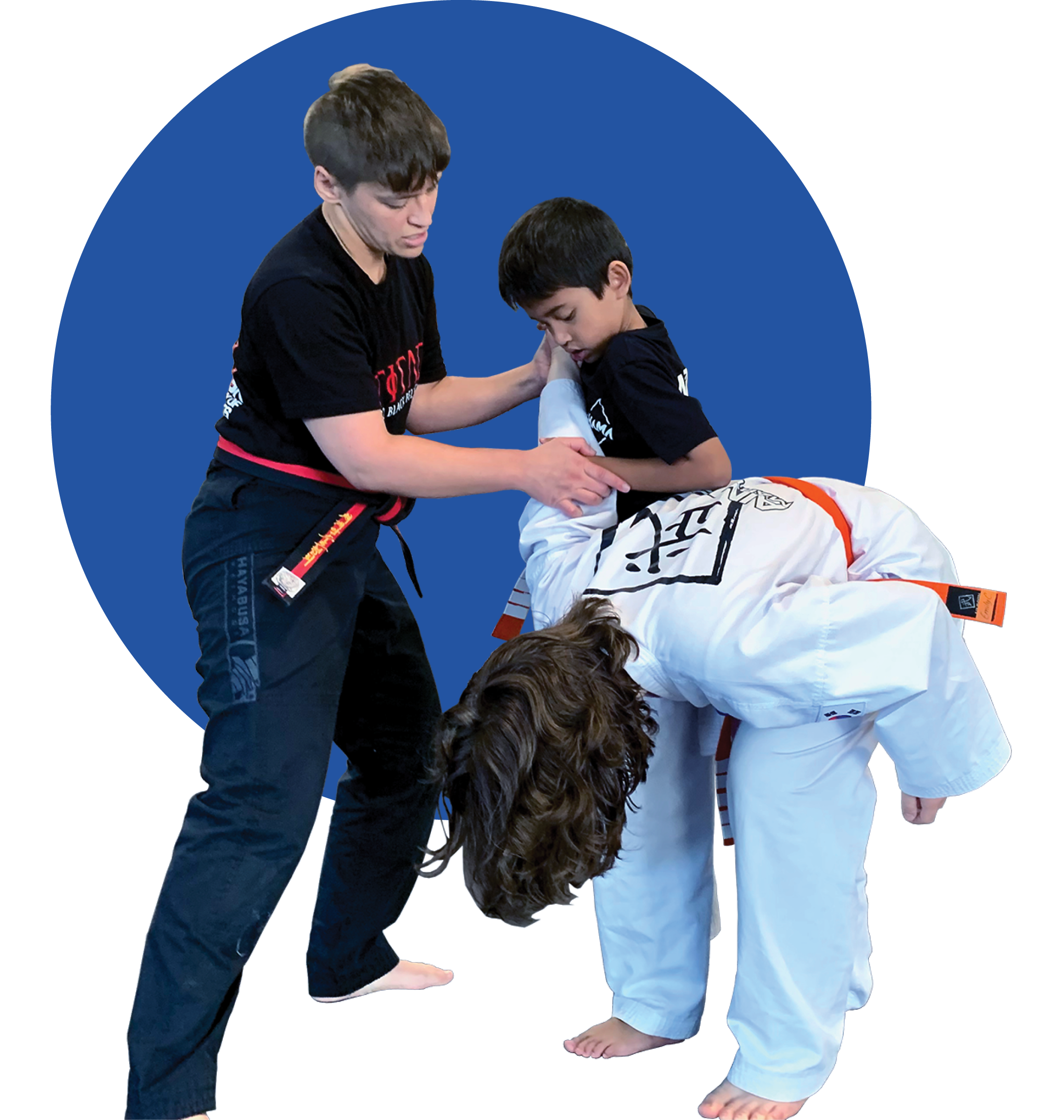 Teacher Maria helps her students with a hold.