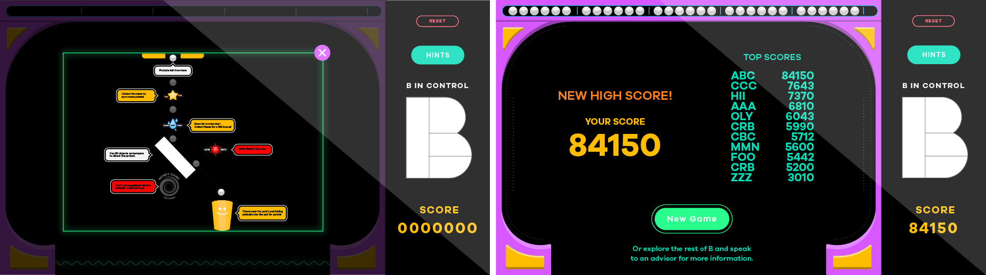 Working with a Developer and DMP, my job was to create the visuals for the game. I was inspired by classic arcade styles and wanted to create something which was both eye-catching yet simple to understand and play. Choosing vector style graphics and simple game layouts allowed our Developer to prototype quickly, as time was limited on this project.