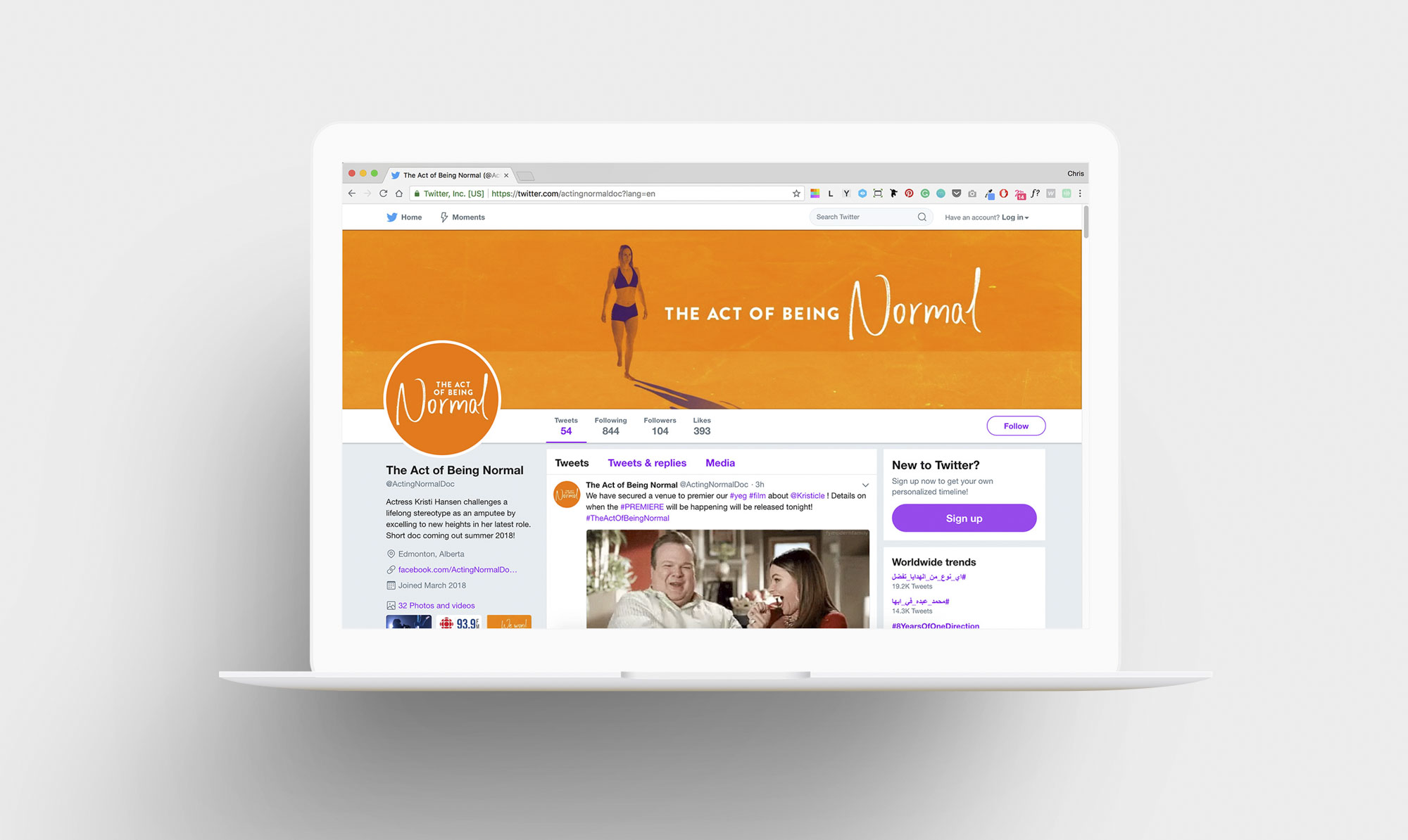 The Act of Being Normal was awarded a Storyhive competition grant and finished production in the summer of 2018.