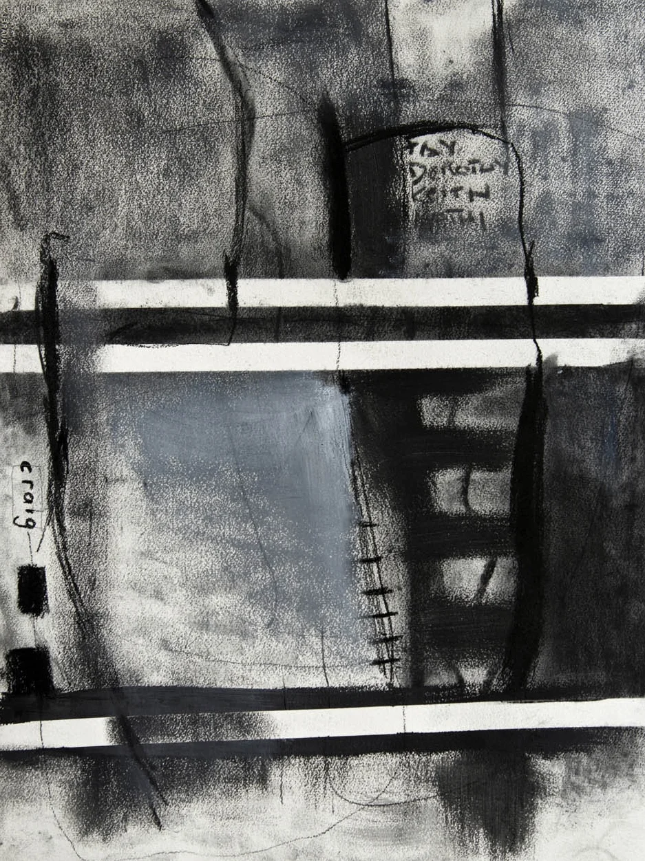 Graphite, charcoal, acrylic paint on paper 77 x 57cm