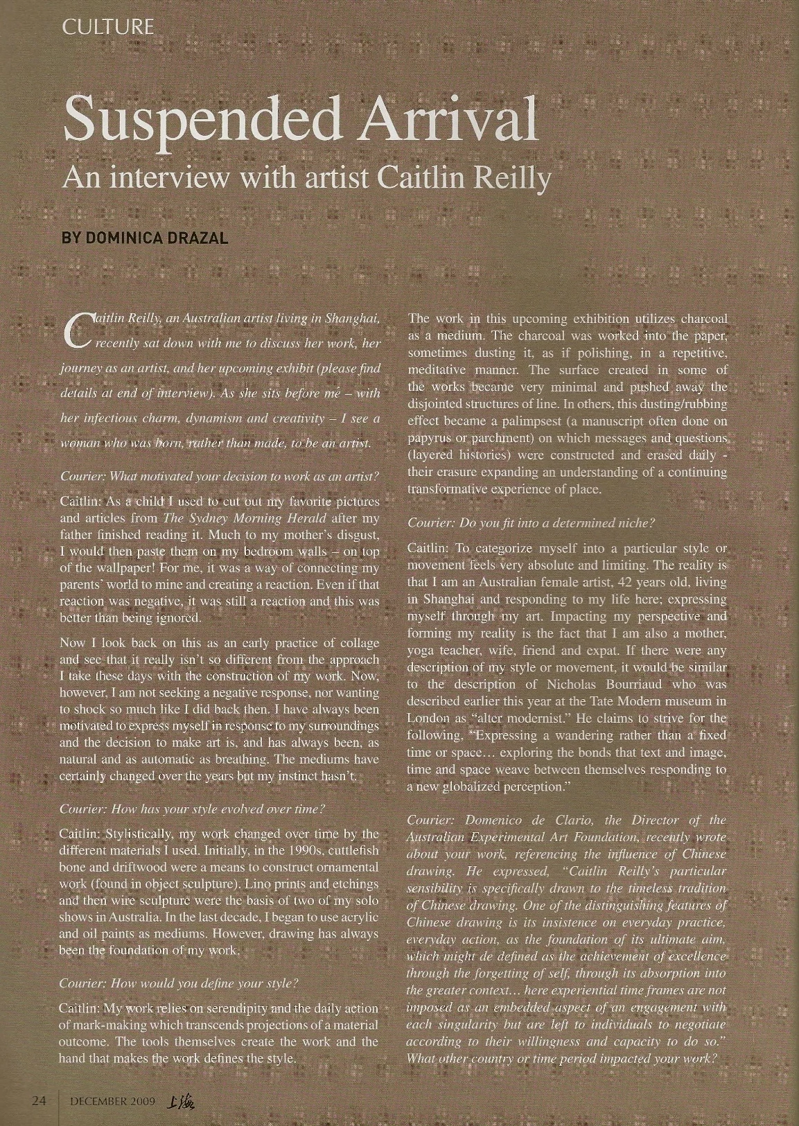 Press-Shanghai Courier 2010 pg 1-Suspended Arrival .jpg