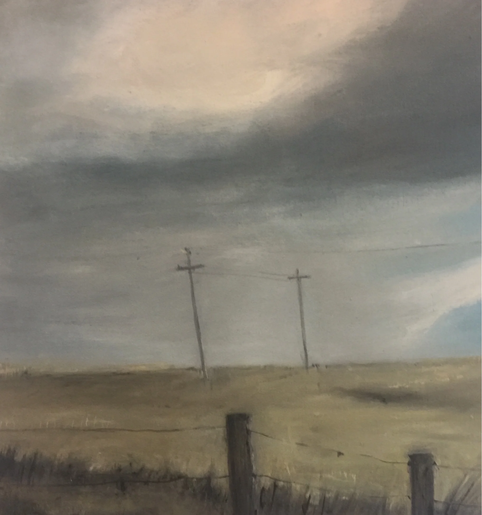 Towards Goondiwindi oil and Beeswax on wood 30 x 30cm