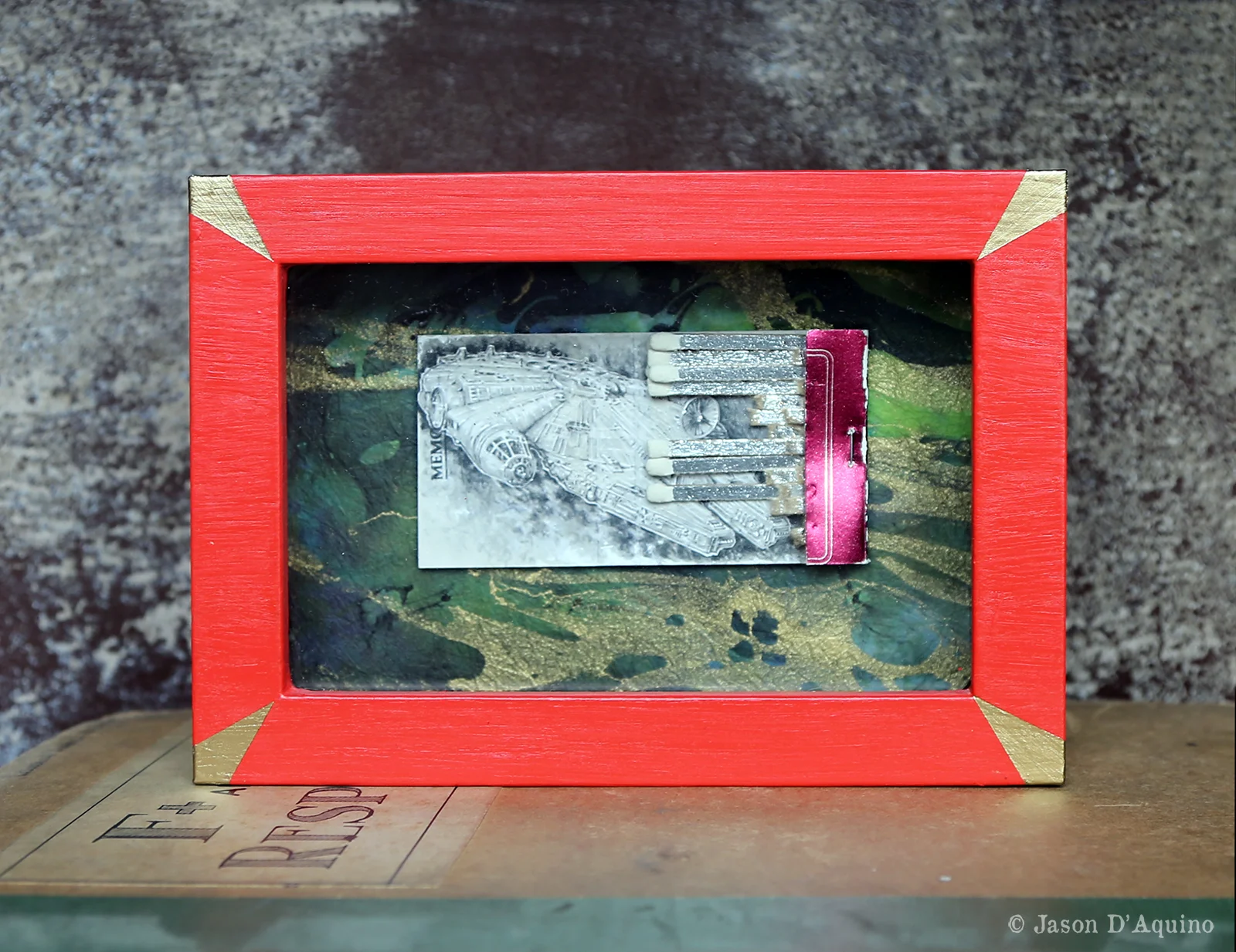 MILLENNIUM : FINE ART PRINT MINIATURE GRAPHITE DRAWING ON FOUND VINTAGE MATCHBOOK 2015 © JASON DAQUINO
