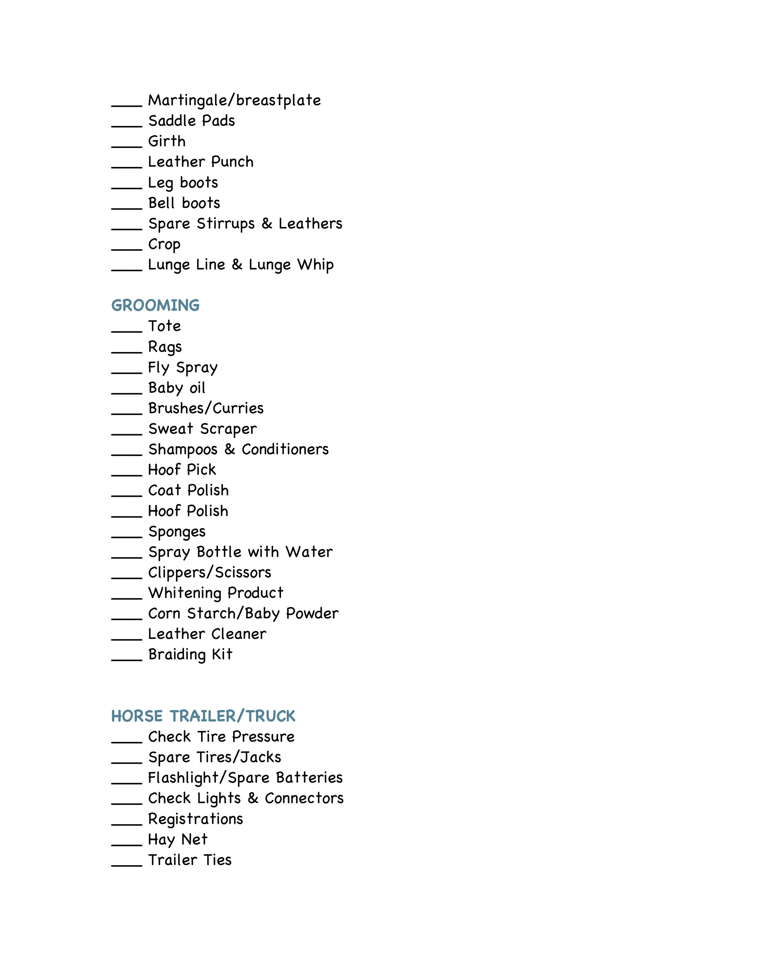 Staying Organized The Only Horse Show Checklist You'll Ever Need
