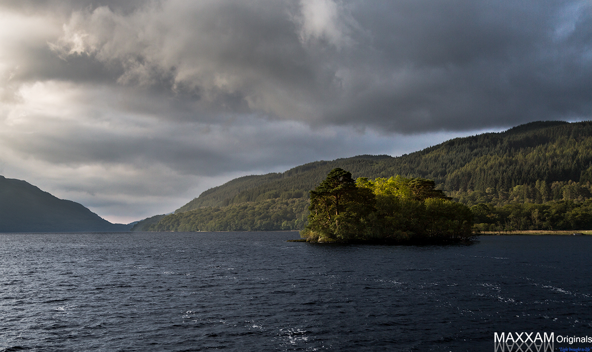 mid-morning at Loch Lomond as the clouds hover ominously.