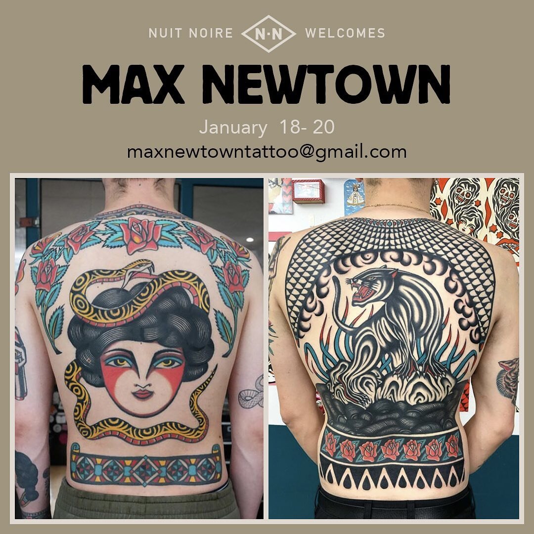 GUEST ALERTE ⏰ @maxnewtowntattoo a encore de la place du 18-20 janvier. Contactez le pour r&eacute;server une de ses sp&eacute;cialit&eacute;s!