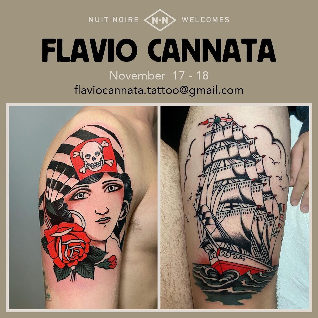 Signore @flavio_cannata sera &agrave; Gen&egrave;ve le 17 et 18 Novembre! Ne manquez pas la chance de porter une pi&egrave;ce de cette pointure du tatouage traditionnel.