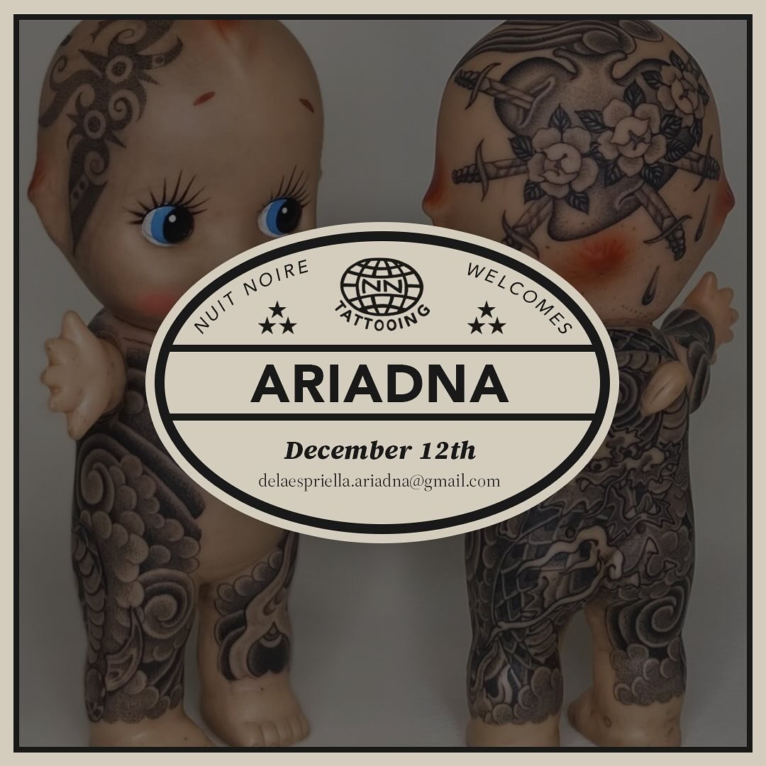 @ariadnabatllori sera avec nous une journ&eacute;e le 12 d&eacute;cembre! Il n&rsquo;y a pas beaucoup de cr&eacute;neaux disponibles alors &eacute;crivez lui vite!

______________________

#tattoogeneva #swisstattoo #tatouagegeneve