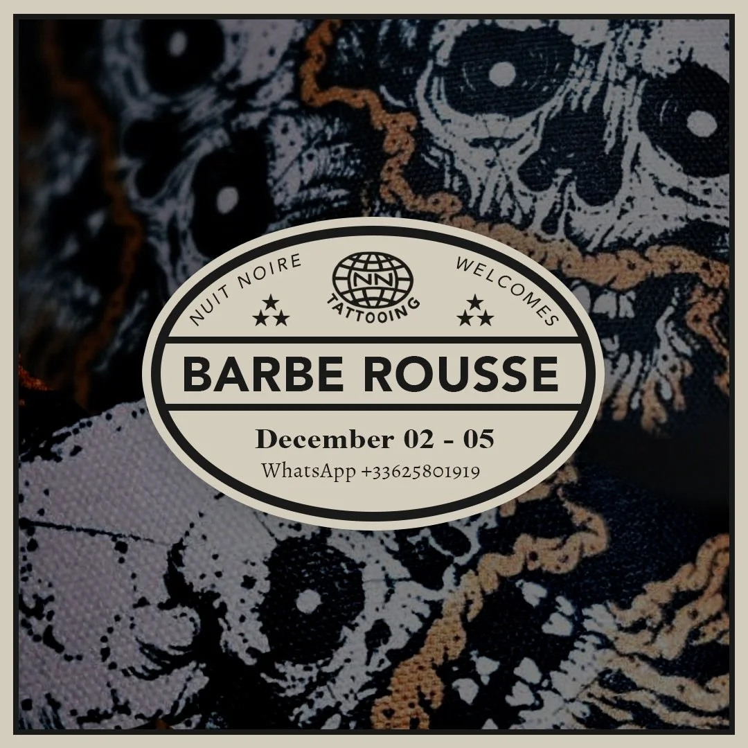 Le grand @barberousse_tattoo sera de retour du 2 au 5 d&eacute;cembre pour vous servir! &Eacute;crivez lui vite!!
