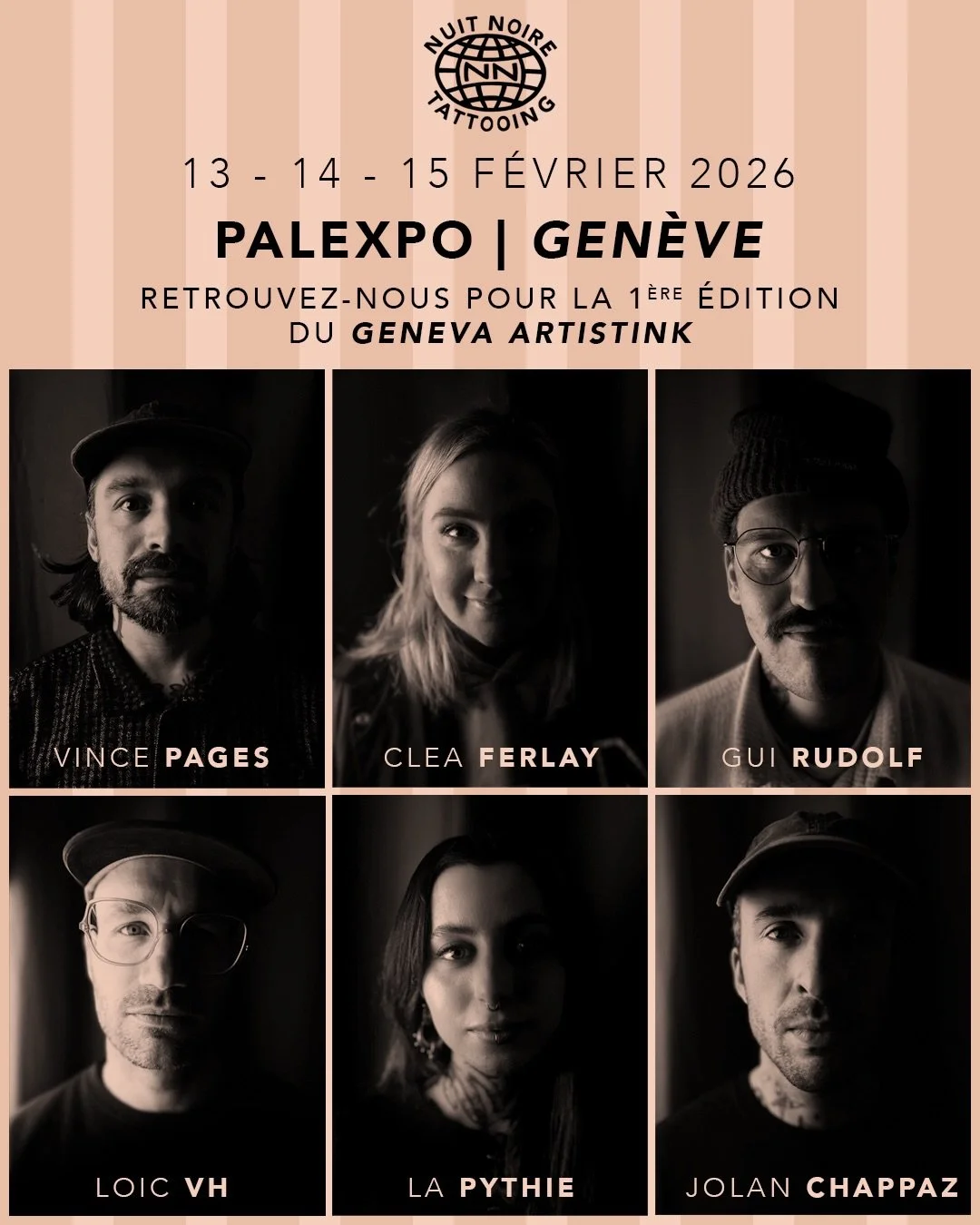 Les 13, 14 et 15 f&eacute;vrier prochains venez nous retrouver &agrave; PALEXPO pour la 1&egrave;re &eacute;dition du @geneva.artistink 
Sur notre stand vous pourrez vous faire tatouer par @guirudolftattooer @loic_vh @cleaferlaytattoos @jolan_chappaz