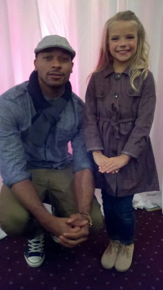 Meg Crosbie with Anthony Burrell on the set of Bad Grandpa