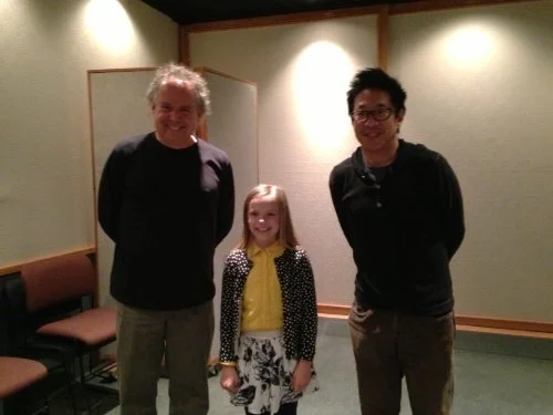 Meg with Academy Award winning director Henry F Anderson and producer Paul Yang on the set of RoboDog.