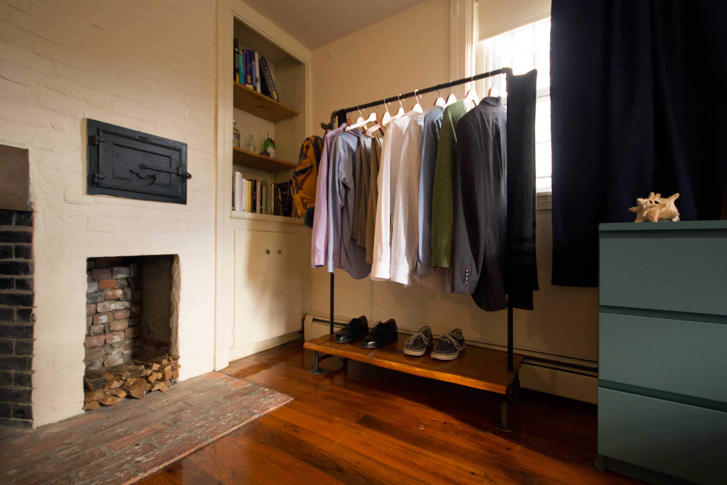 The stacked coat rack and shelf offers ample storage with a small footprint.