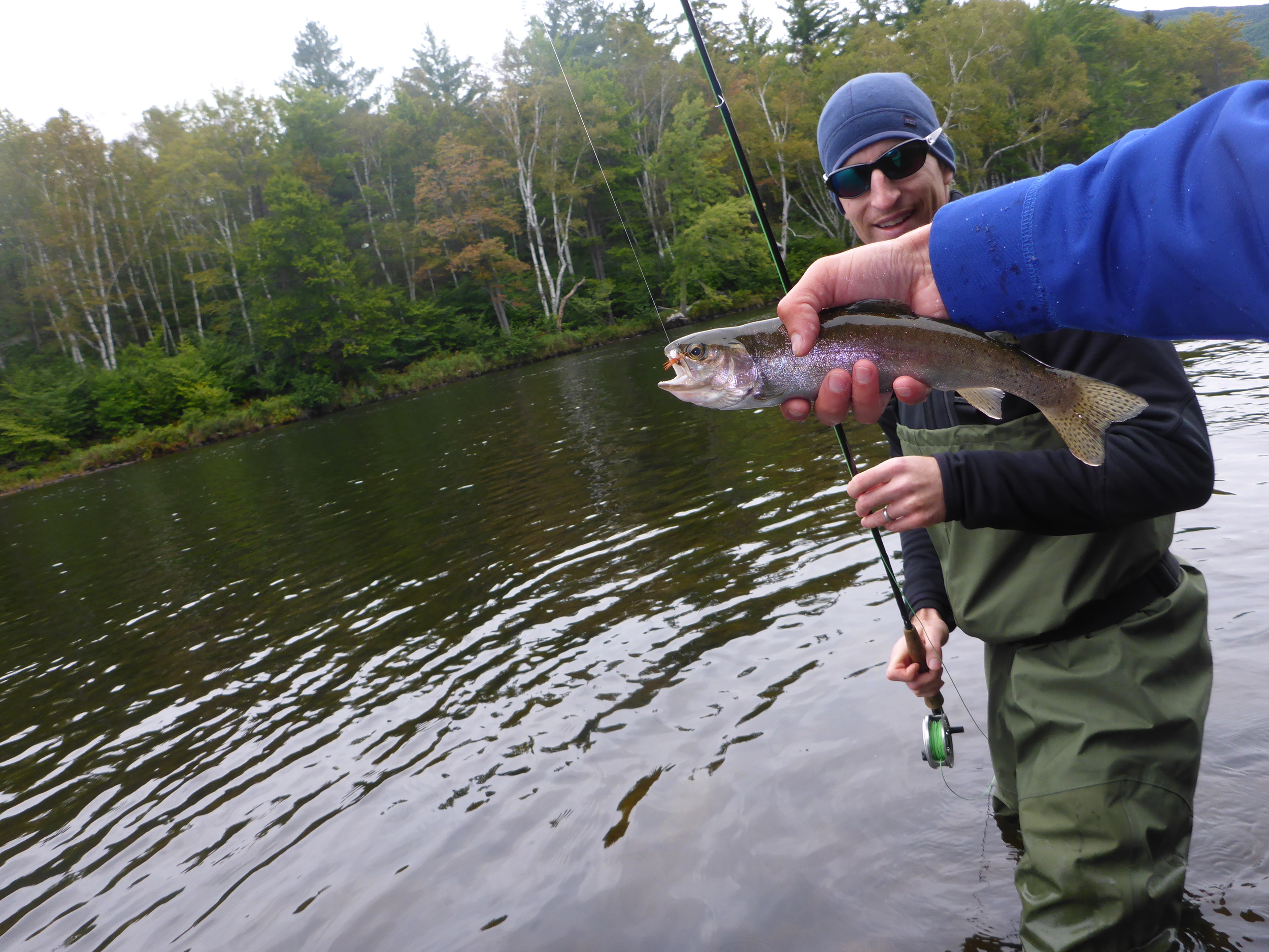 Brad's first trout on the fly, A lower Andro Rainbow.