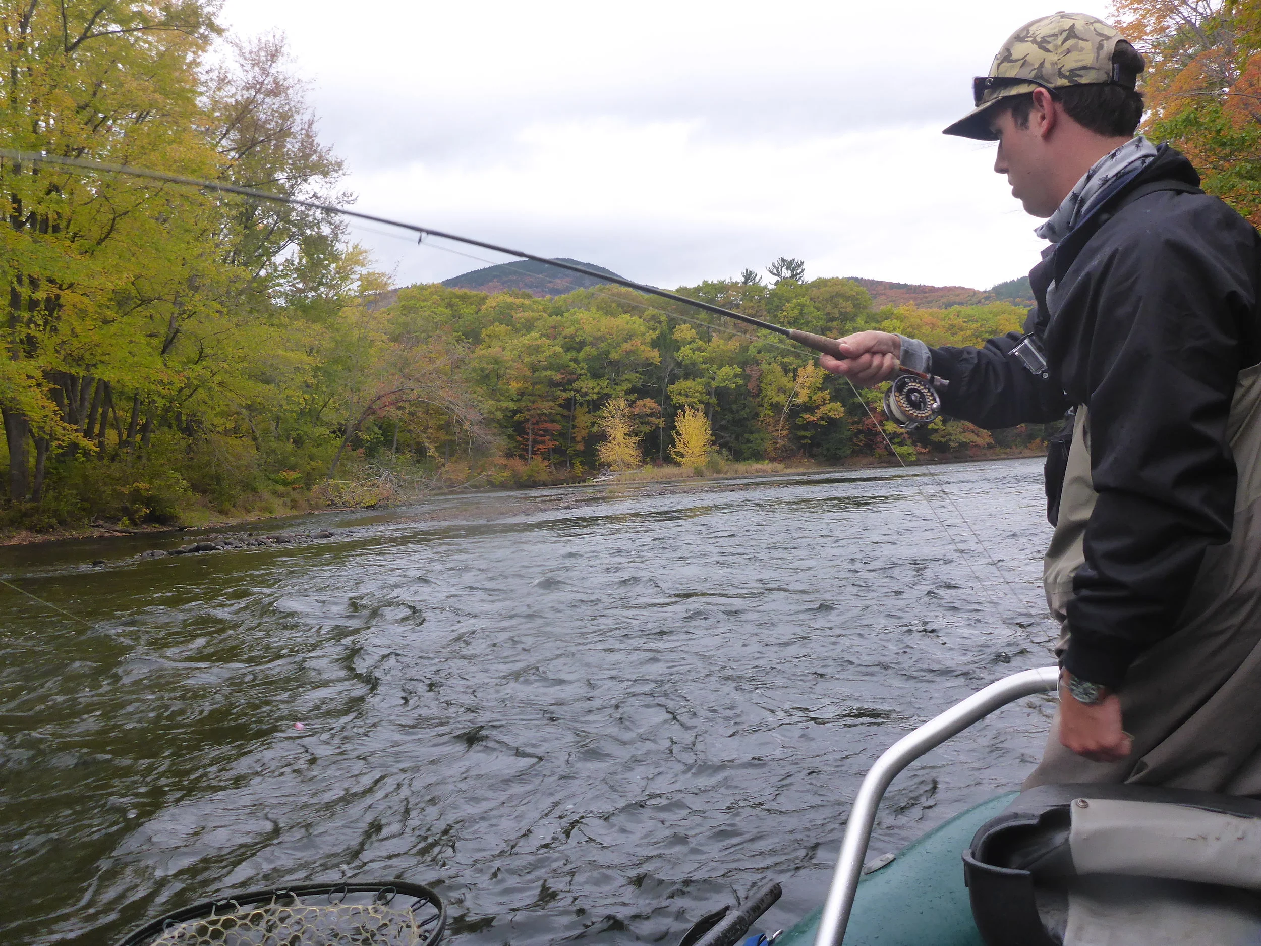 Nymphing through mid depth mid speed riffled water from the boat can be key late in the fall.