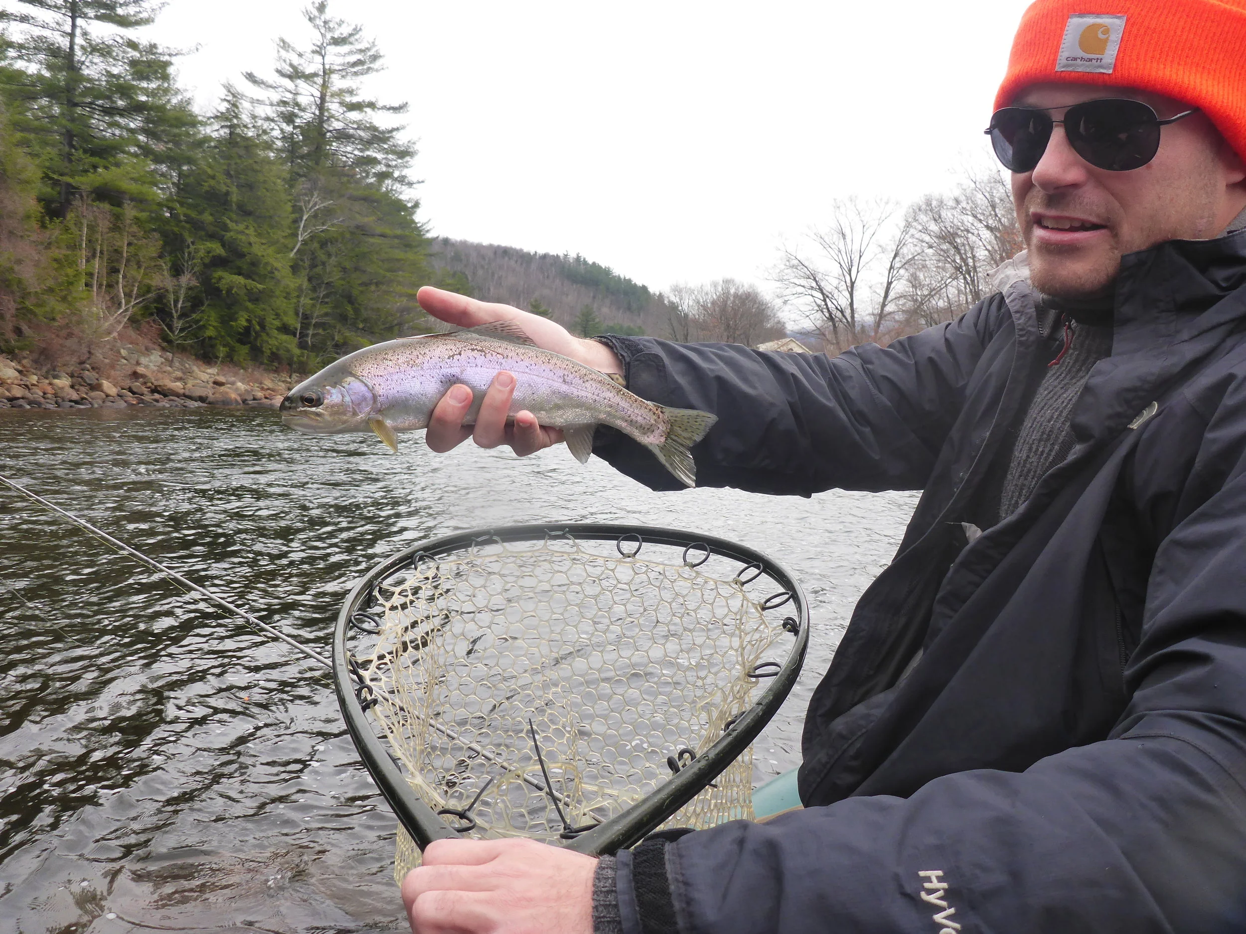 Tom with a late season wild rainbow