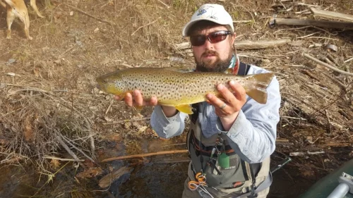 Nate displaying another brown caught by Bill Thompson. Had a great visual eat with this fish! 