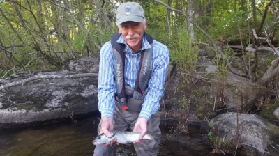 Robin Taylor with his biggest landlocked salmon of the day.