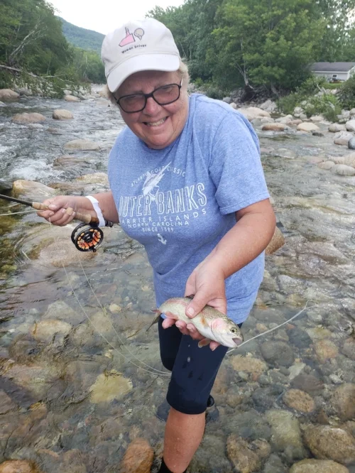 Cecelia with her first trout on the fly! 