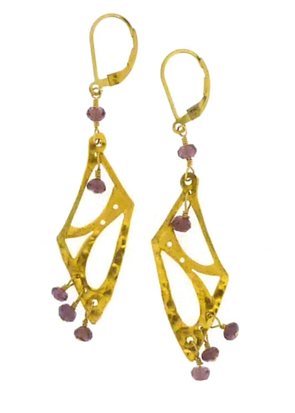 Wings, Hammered gold earrings