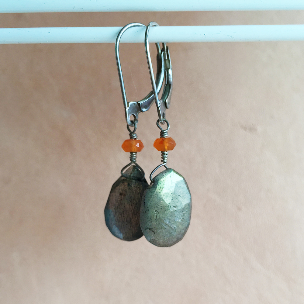 Labradorite and carnelian earrings