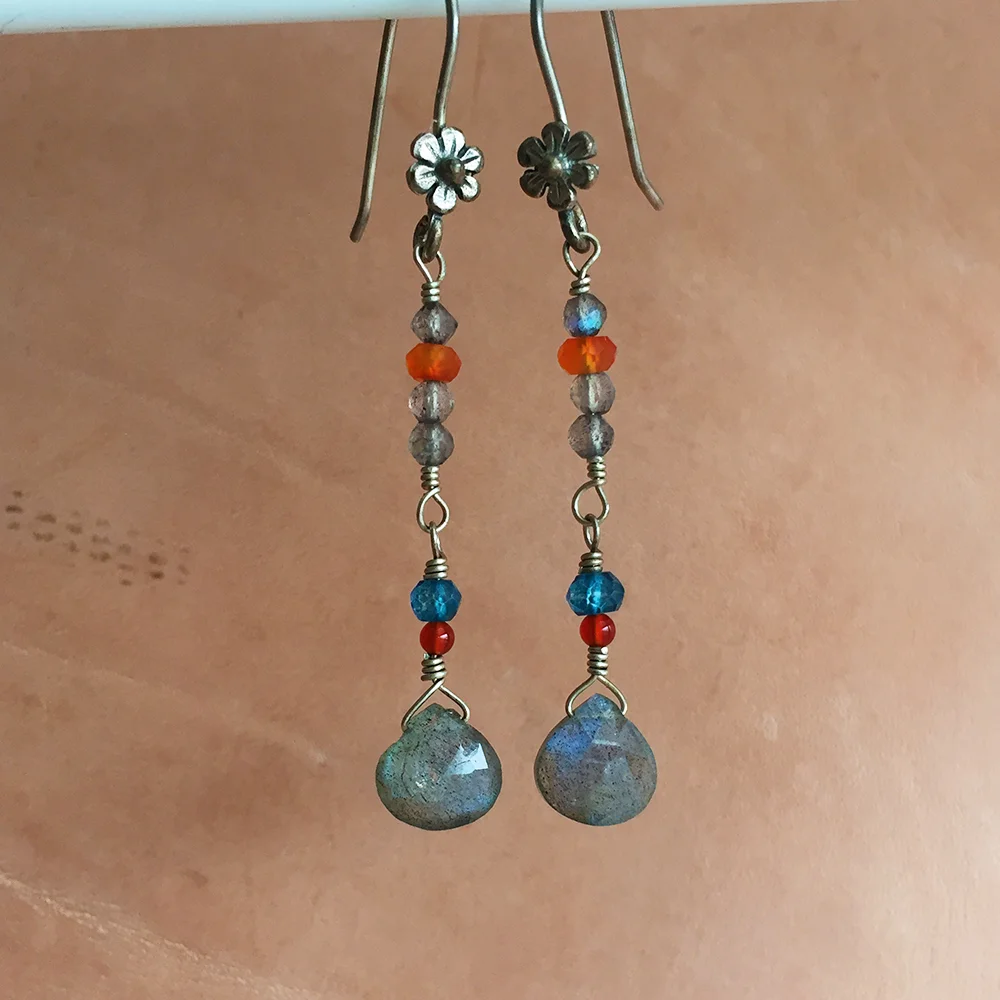 Long labradorite earrings