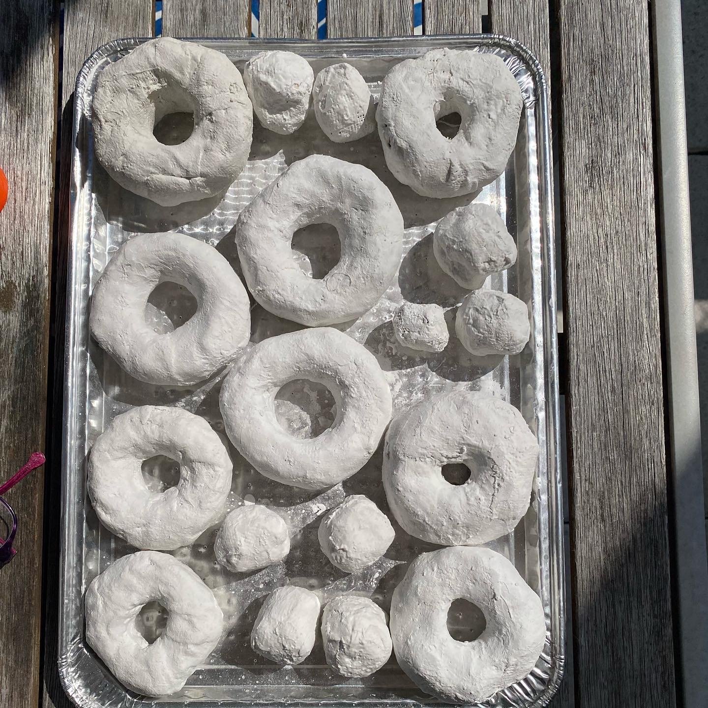 Plaster donuts made by class