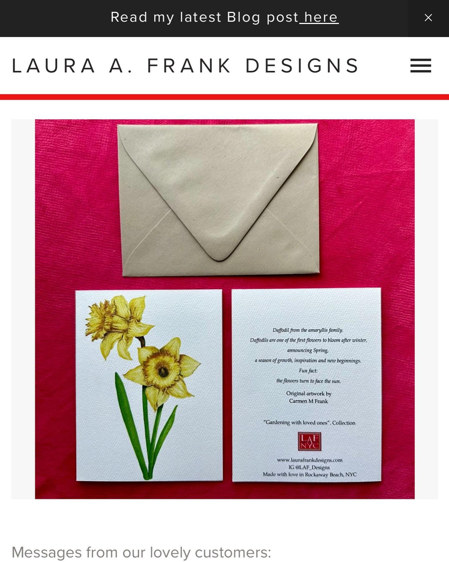 Visit us online at www.laurafrankdesigns.com 
Read my latest blog post and check out the new greeting cards collection &ldquo;Gardening with Loved Ones&rdquo;

For a limited time only,  get an assorted bundle of 7 cards from our new Spring collection