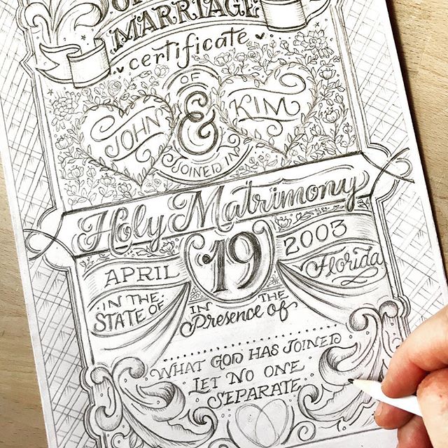 I&rsquo;m kinda going all in over here on this marriage certificate. Pencil whippin the details. 😜✏️ 💫
-
-
Created with my 👉🏼✋🏼🤚🏼
And my trusty ✏️