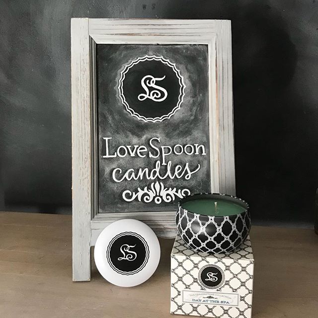 Worked on some tabletop chalkboards for @lovespooncandles If you haven&rsquo;t seen their candles you really need to check them out. They smell amazing and fill a room with such a lovely scent. And did I mention they are local! I fell head over heels
