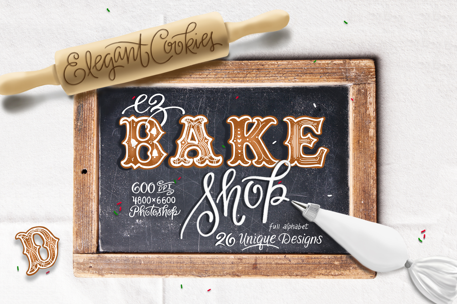 christmas cookie font lettering pack