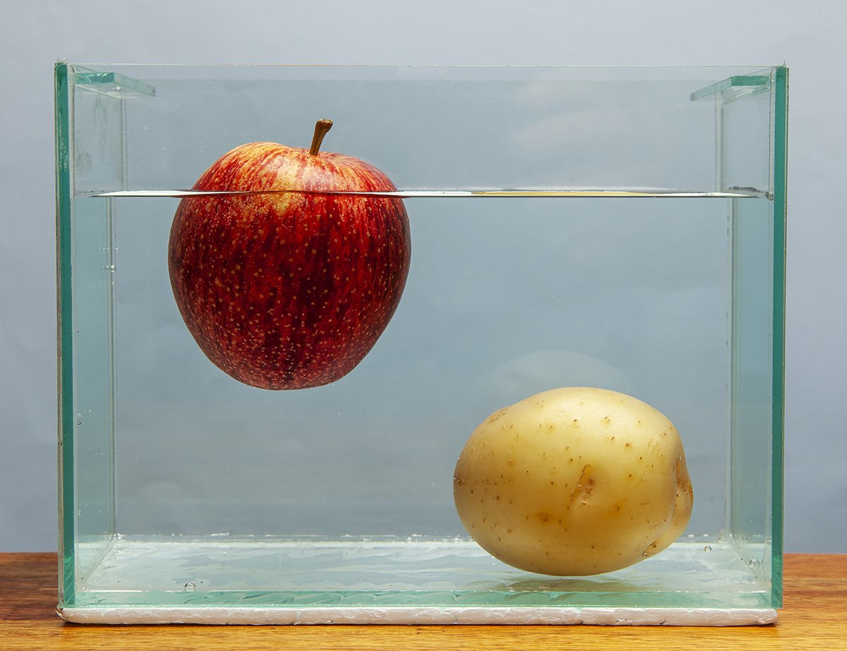 APPLE AND POTATO IN WATER