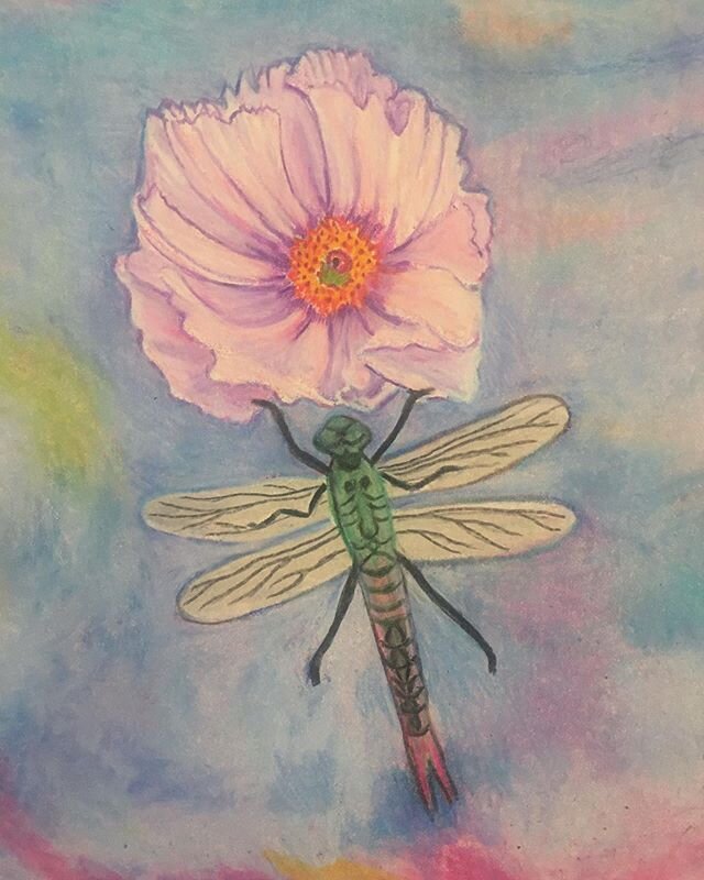 Another detail from the drawing I am working on now. &copy;sheilahgrogan
#dragonfly #flowers #drawing #color #art #love