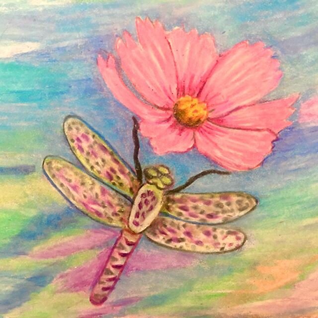 Another detail from current drawing. #dragonfly #flower #fun  #drawing #coloredpencil