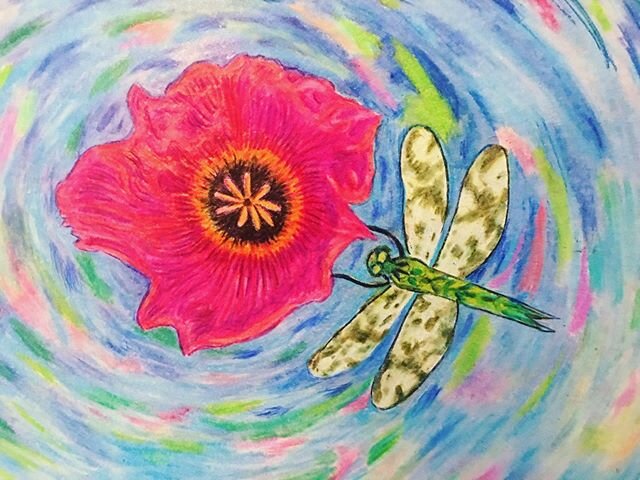 Anotger detail from my current drawing wit a little filter action #dragonfly #art #flowers #funwithfilters #drawing