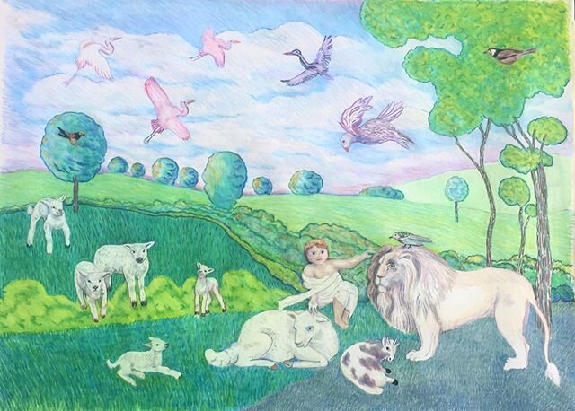 The Peaceable Kingdom, after some touch-ups. #edwardhicks #homage #peace