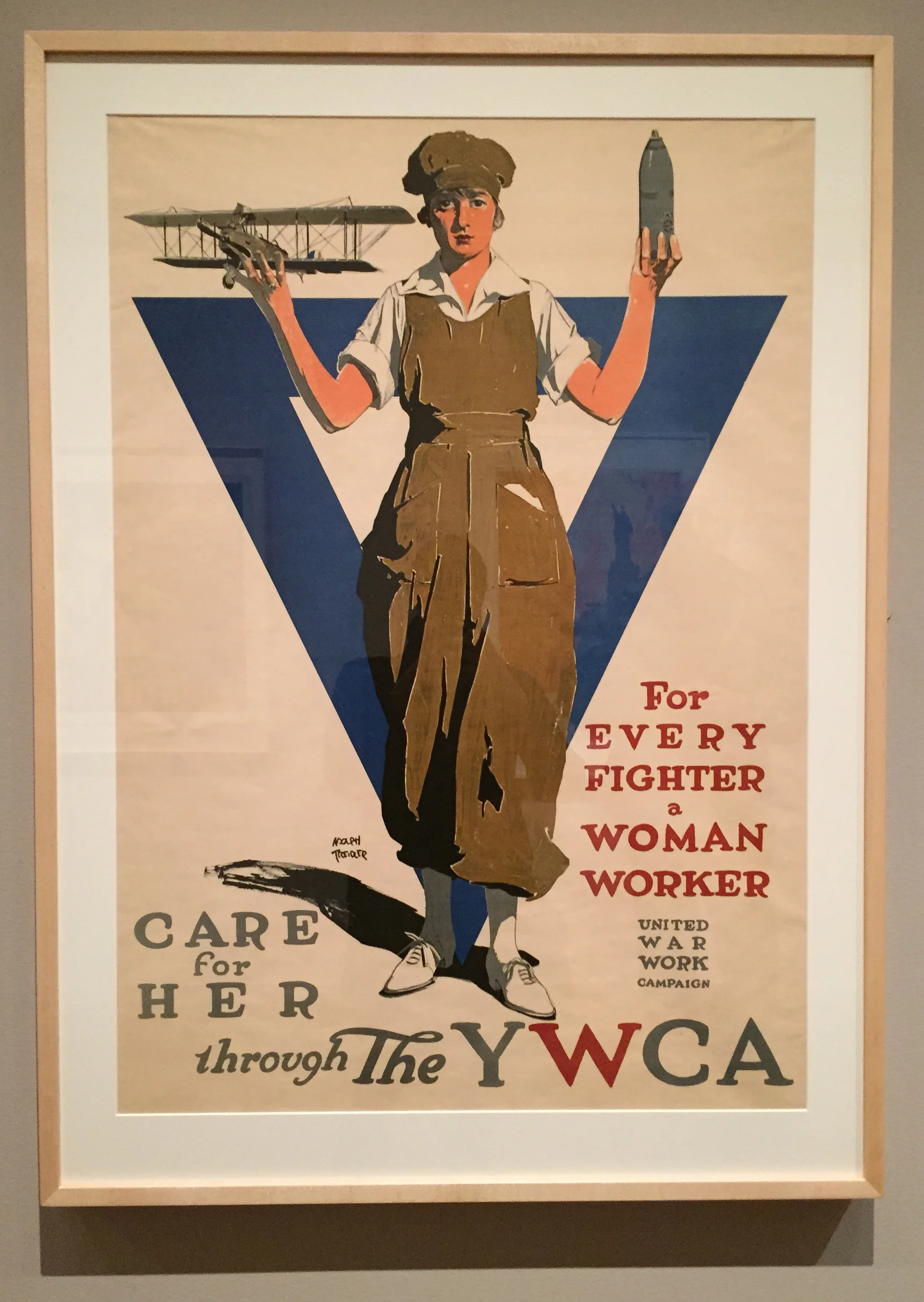 Adolph Treidler, For Every Fighter a Woman Worker - United War Work Campaign - Care for Her through the YWCA, Color Lithograph, 1918