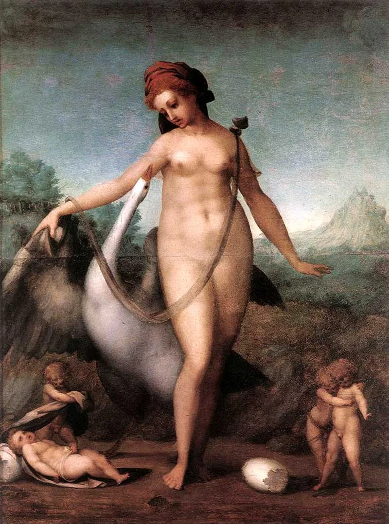 Jacopo Pontormo, Leda and the Swan, Tempera on wood, 1512-1513