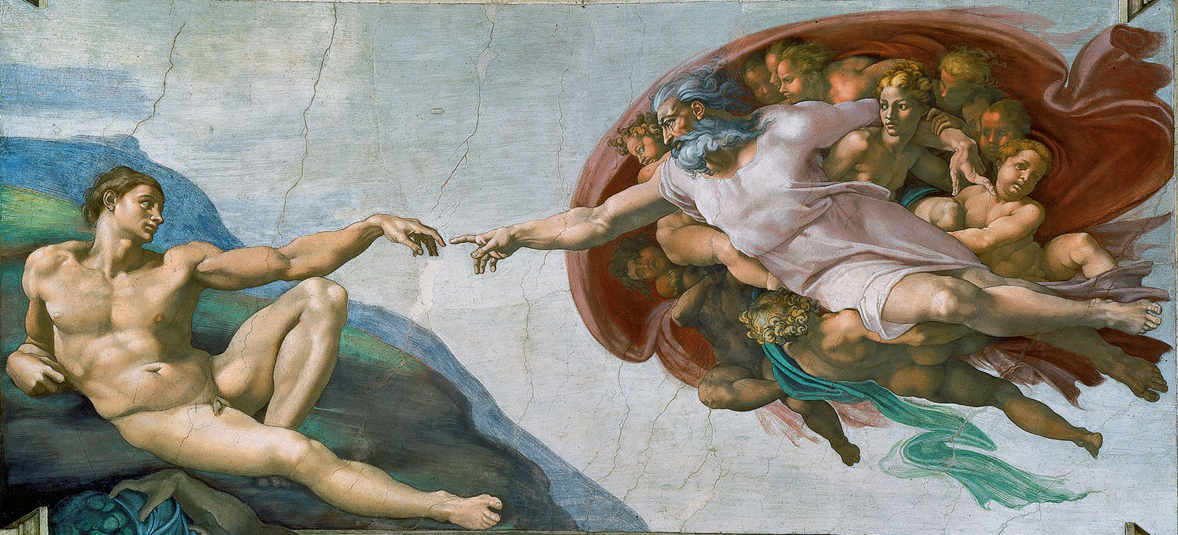 Michelangelo Buonarroti,&nbsp;The Creation of Adam&nbsp;(from the Sistine Chapel ceiling), Fresco, 1512