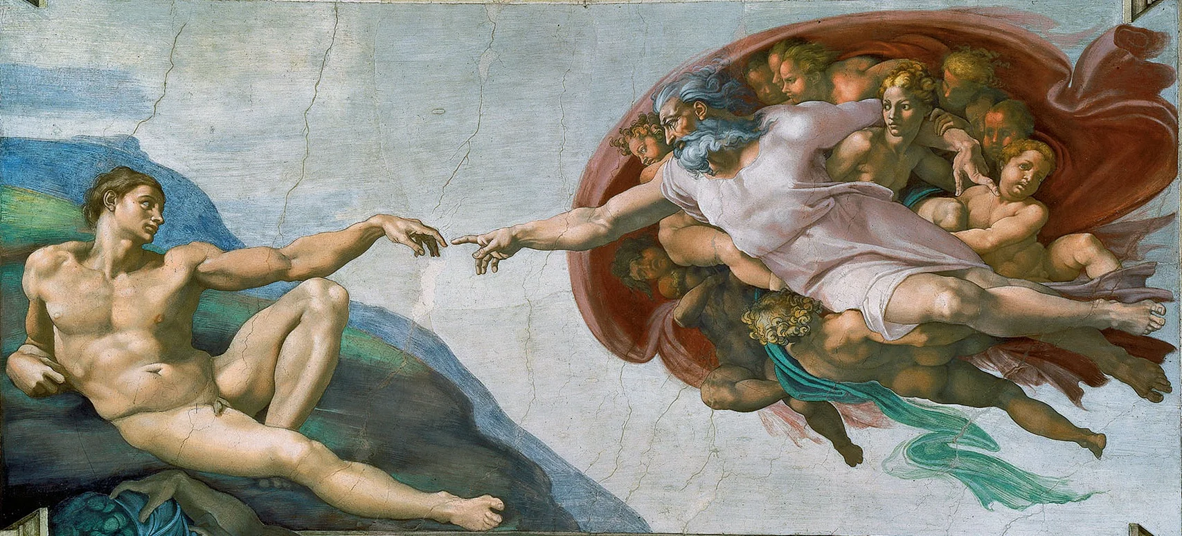 Michelangelo Buonarroti, The Creation of Adam (from the Sistine Chapel ceiling), Fresco, 1512