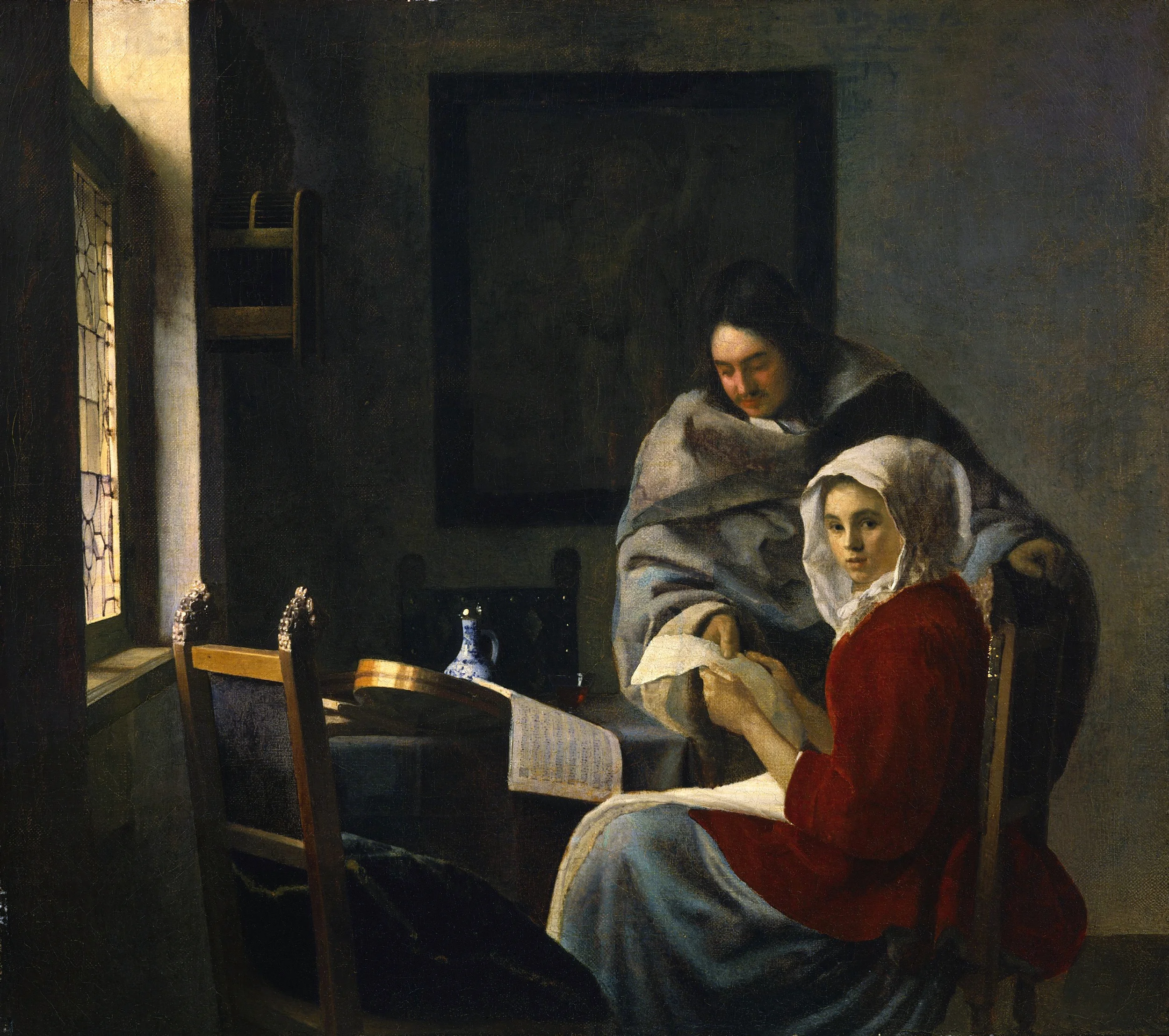 Johannes Vermeer, Girl Interrupted at Her Music, 1658-59, Oil on canvas